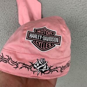 Harley Davidson Skull Cap Bandana Head Wrap Pink Floral One Size Bikercore